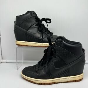 Nike Shoes Womens 7 Dunk Sky Hi Hidden Wedge Black Leather Gum 528899-012
